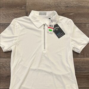 Callaway Women’s Zip Up Classic White Polo Shirt